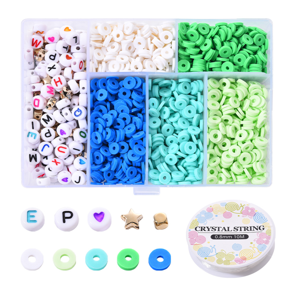 DIY Boks med Heishi Fimo ler og bogstavperler (6x1mm) - Billede 2