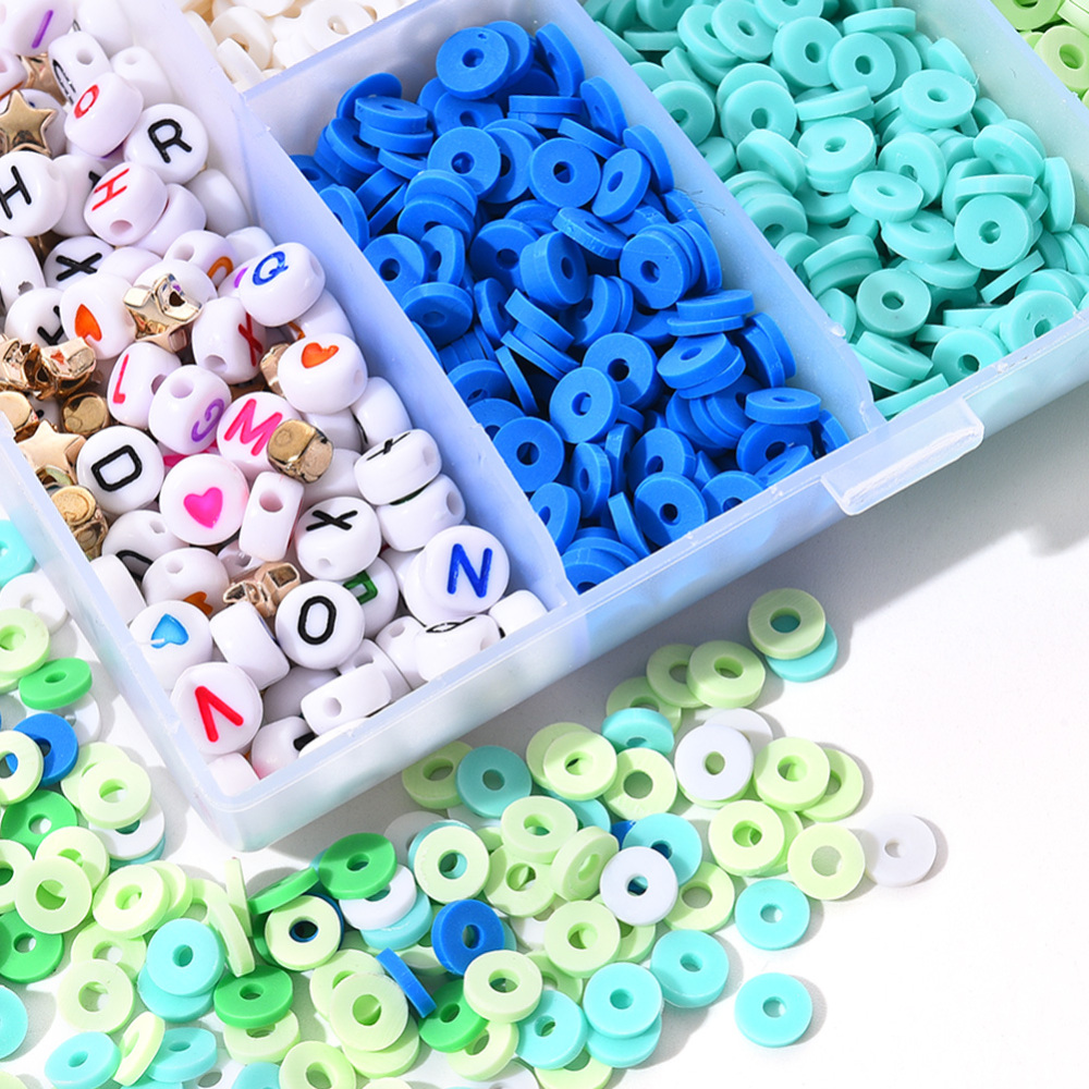 DIY Boks med Heishi Fimo ler og bogstavperler (6x1mm) - Billede 3