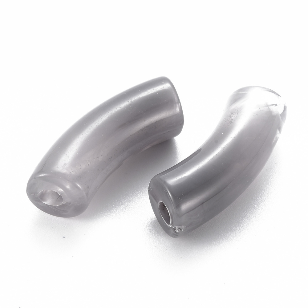 Buede “Tube” perler Grey, 36×13,5×11,5mm (6 stk) - Billede 3