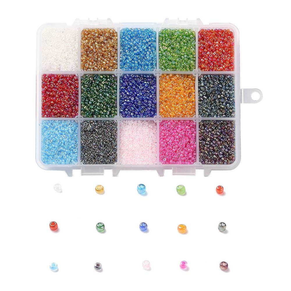 12/0 Boks med 2 mm Seed beads, Rainbow - Billede 2