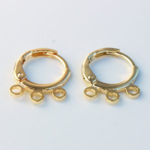 Creol med 3 øskner 14 mm, 18kt forgyldt messing (pr. par)