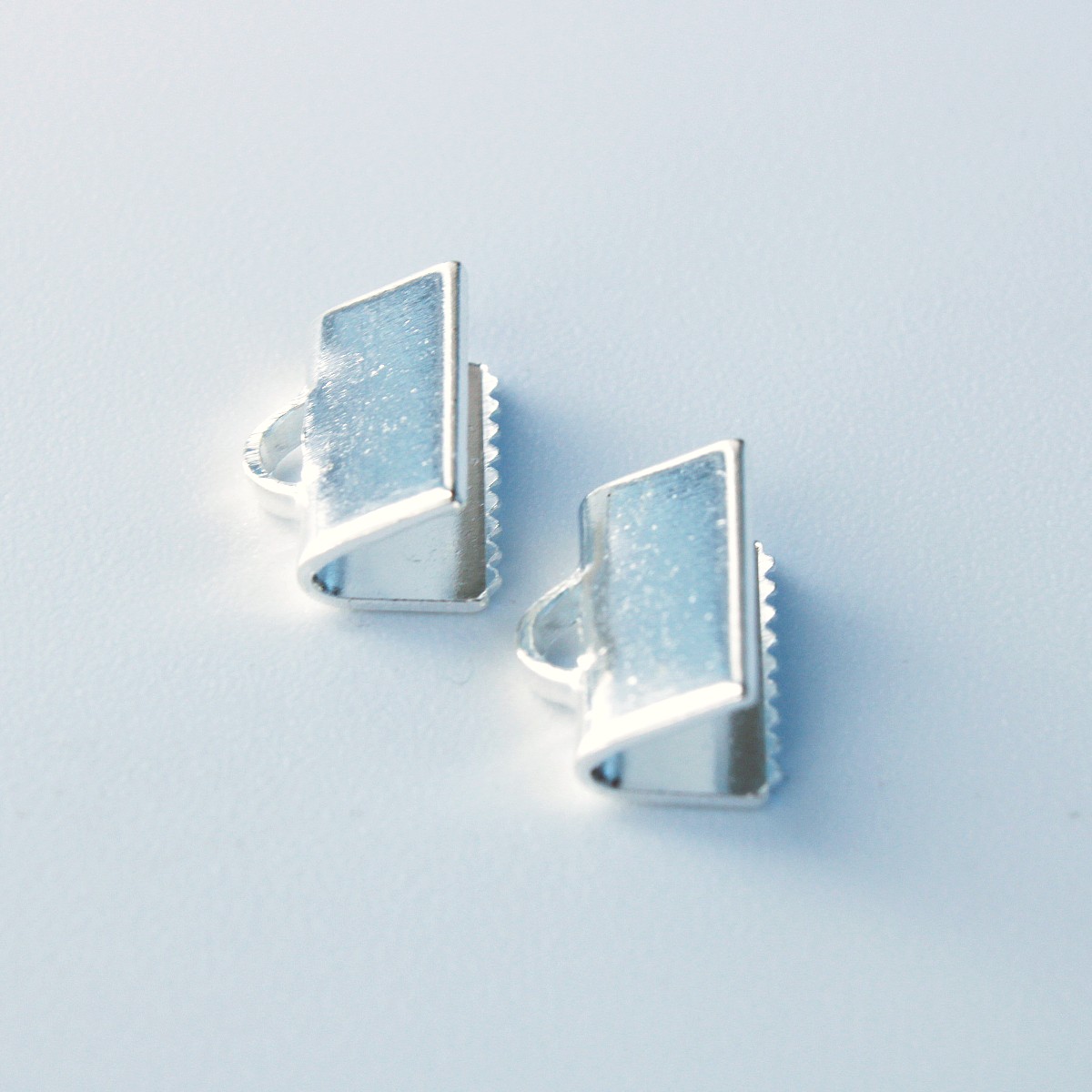 Endestykke Sølvfarvet Messing, 10 mm (pr. par) - Billede 2