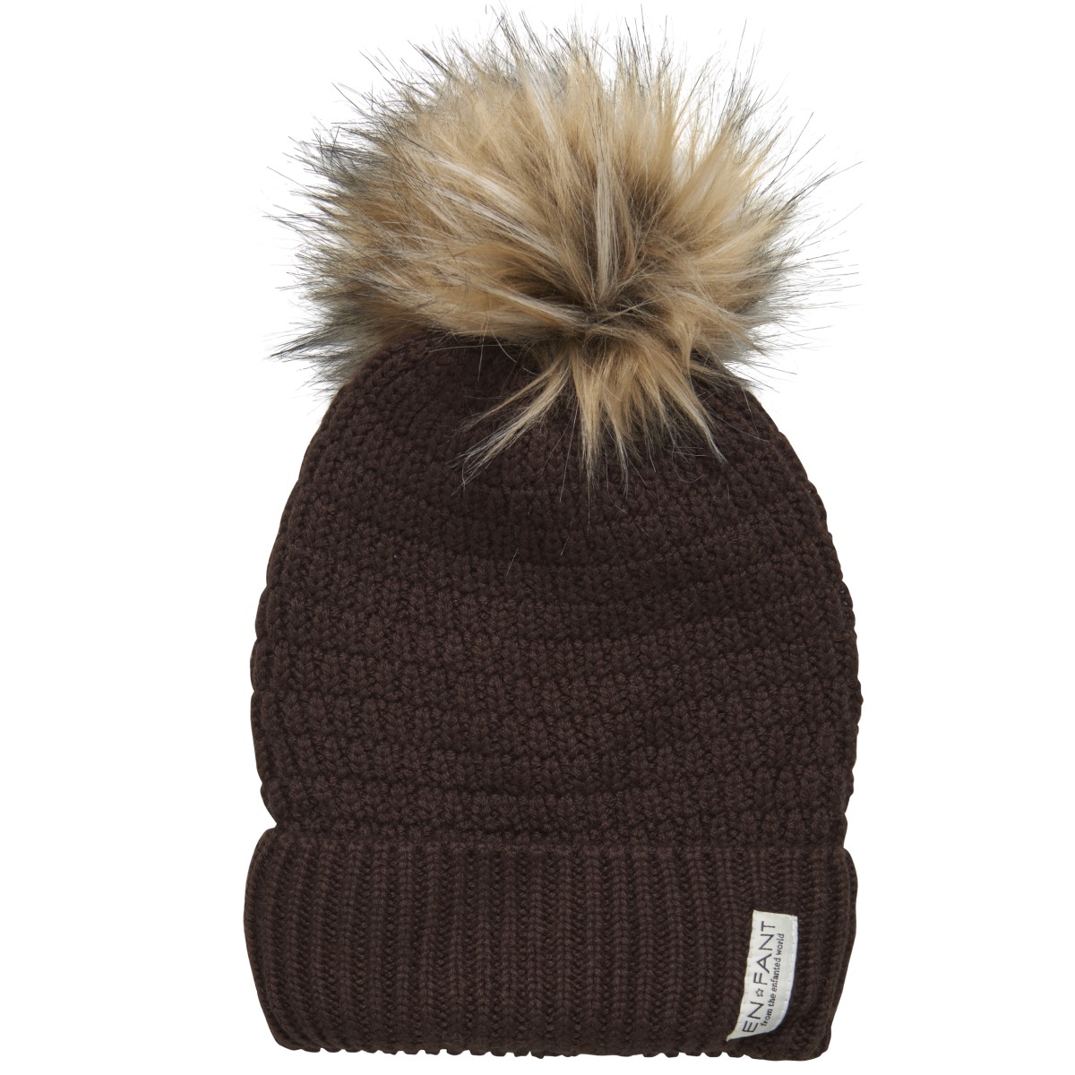 En Fant Strikket Hue m. Pels – Coffee Bean / Brun