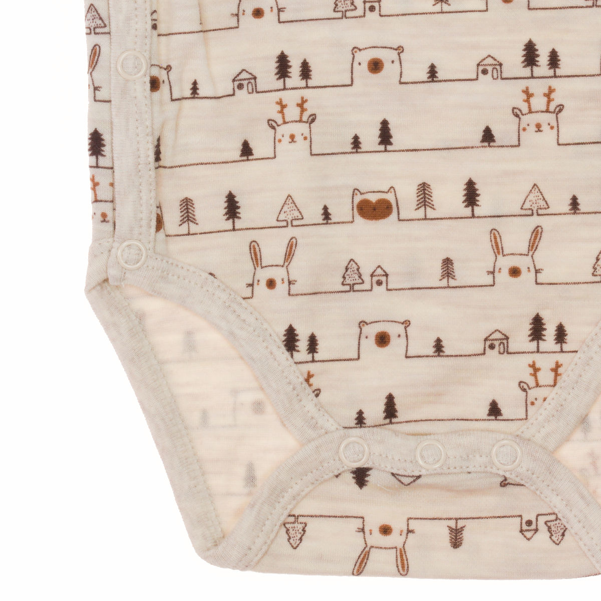 Hust and Claire Slå Om Body Uld/Bambus – Bia – Wheat Melange / Offwhite m. Print - Billede 4