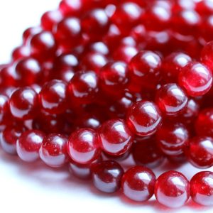 Jade perler rund, Violet red 4 mm (hel streng)