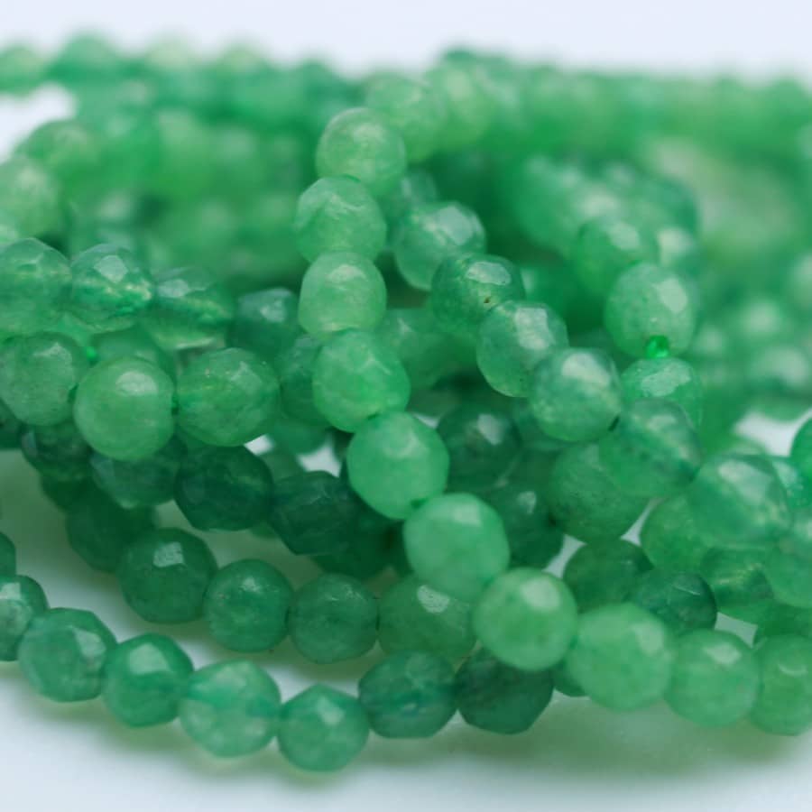 Jade perler rund facetteret lysegrøn, 2 mm (hel streng) - Billede 2