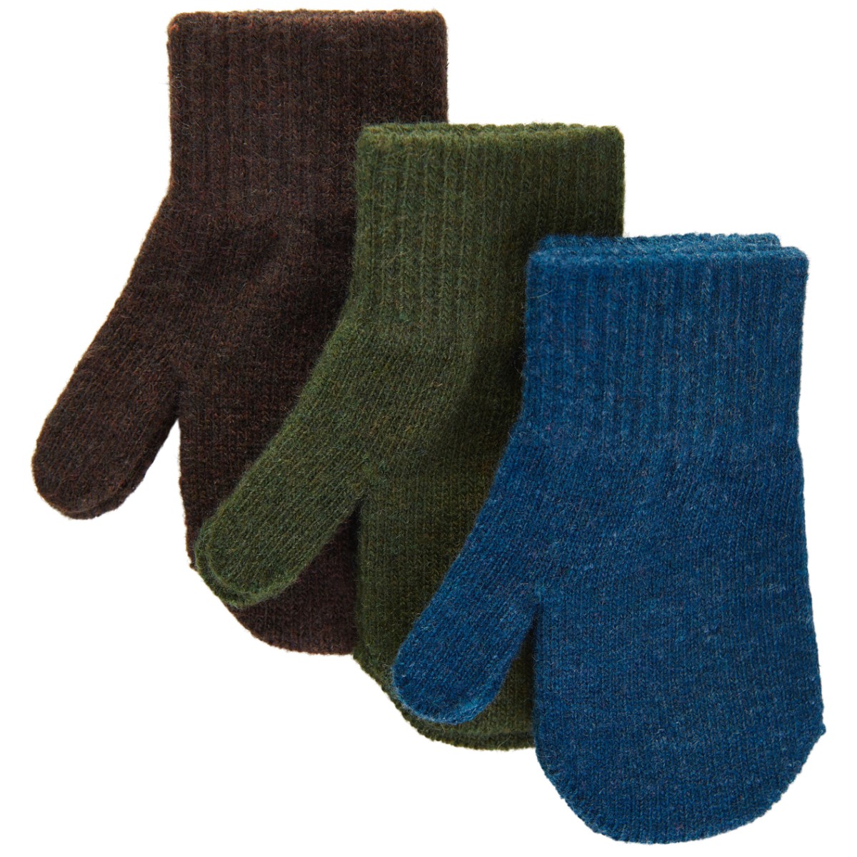 Mikk-Line Vanter – Uld – Magic – 3-Pak – Grøn – Blå – Brun