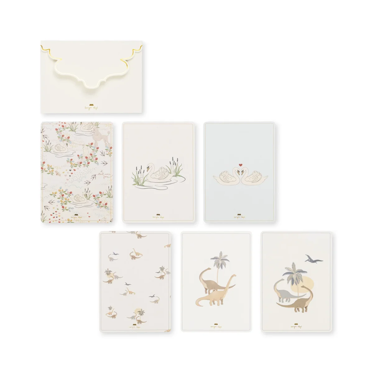 6 pak kort - dino/swan - Billede 2