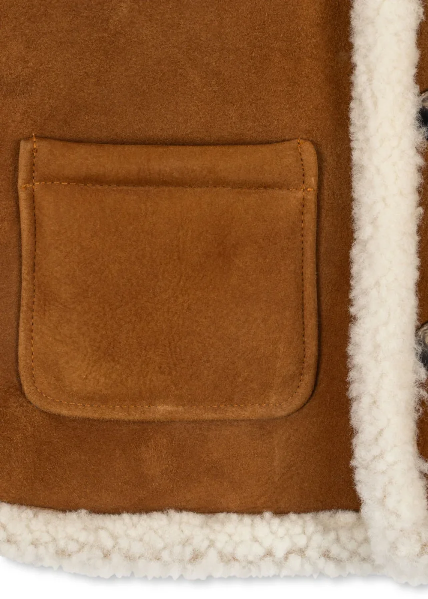 Bonne shearling frakke - cognac - Billede 4