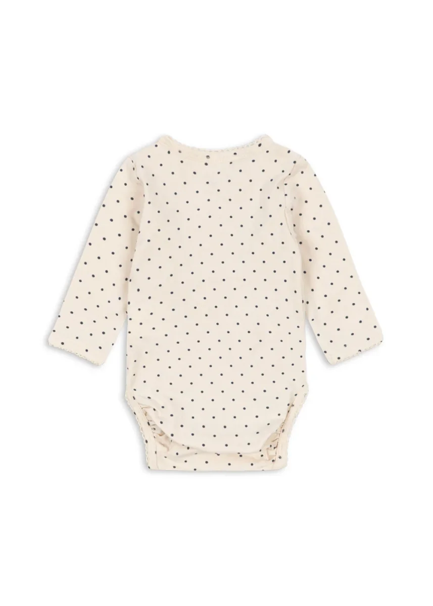 BASIC LONG SLEEVE NEWBORN BODY - blue dot - Billede 5