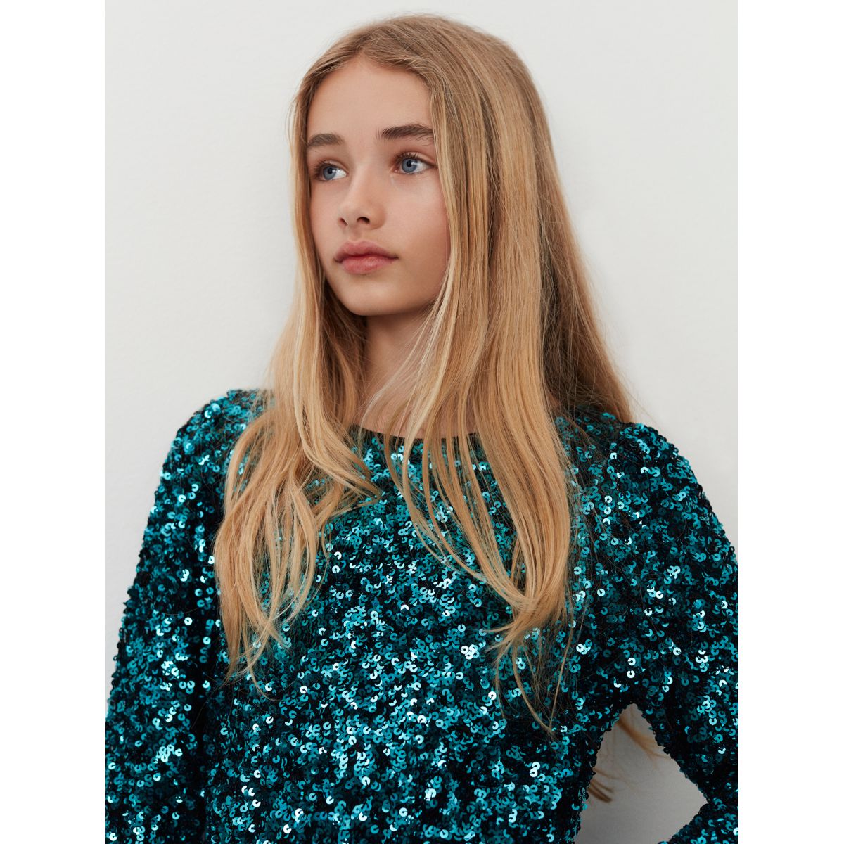 Sofie Schnoor Young Festkjole – Pailletter – Dark Blue / Petroleum - Billede 5